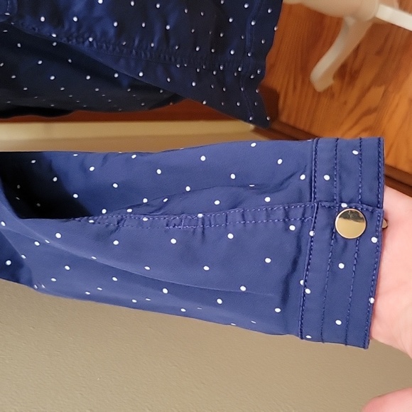 Chico’s Navy and White Polka Dot Luxe Twill Utility Jacket - Size 12/14 - Picture 8 of 11